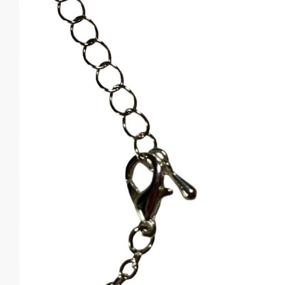 Handcrafted Multifaceted Simulated Sapphire With Silver Plated Chain - Picture 8 of 10